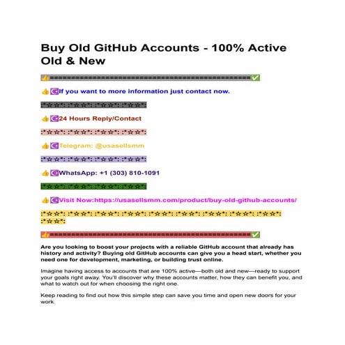 Buy Old GitHub Accounts - 100% Active Old & New