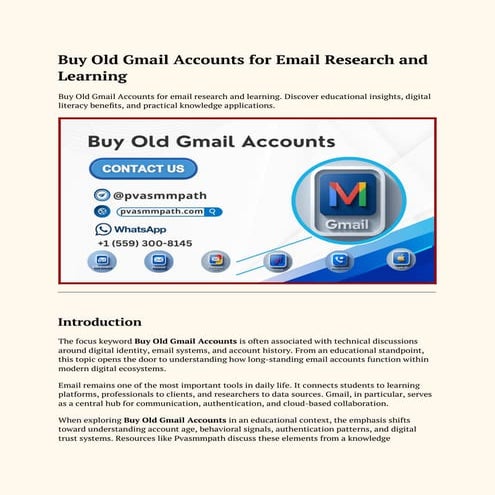 Buy Old Gmail Accounts for Email Research and Learning.docx