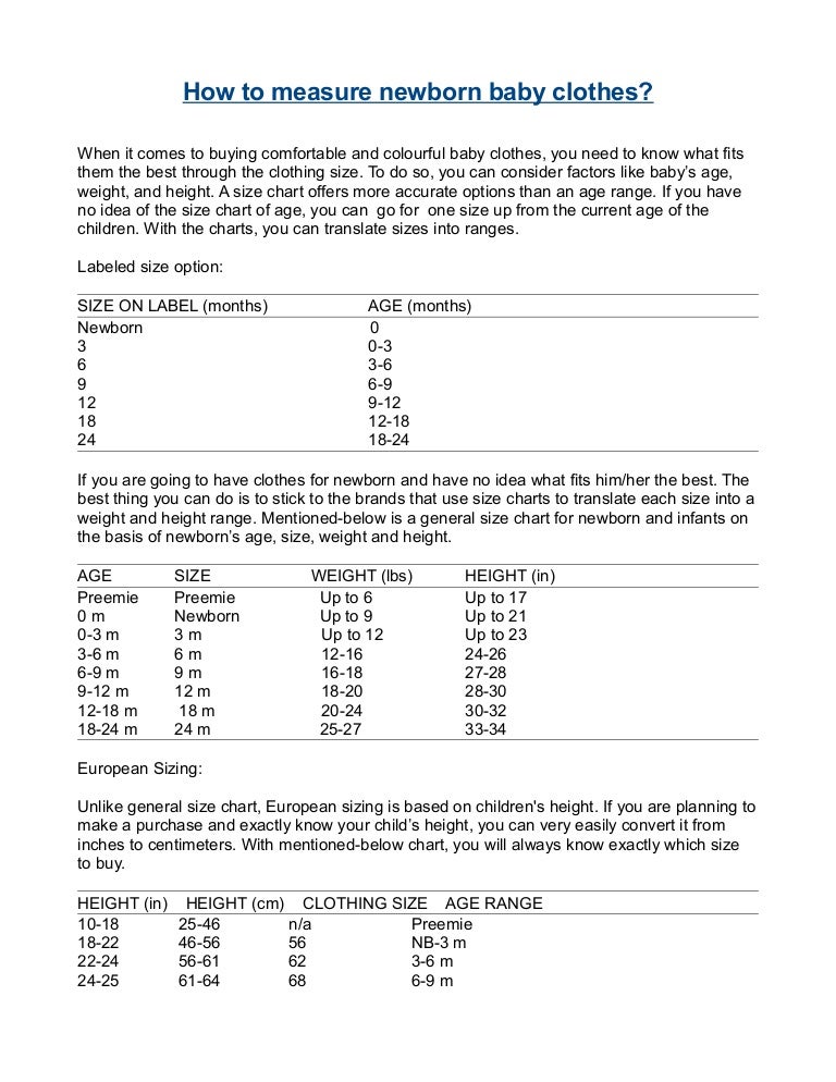 baby clothes size