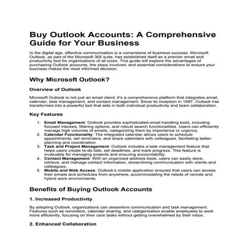 Top 10 Best Sites To Buy Outlook Accounts | DOCX