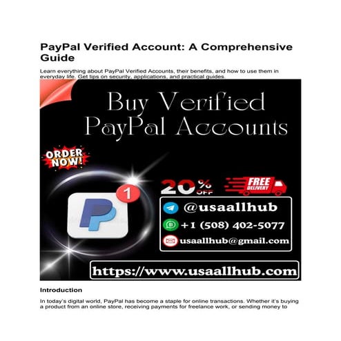 Buy PayPal Verified Account Online Order Now