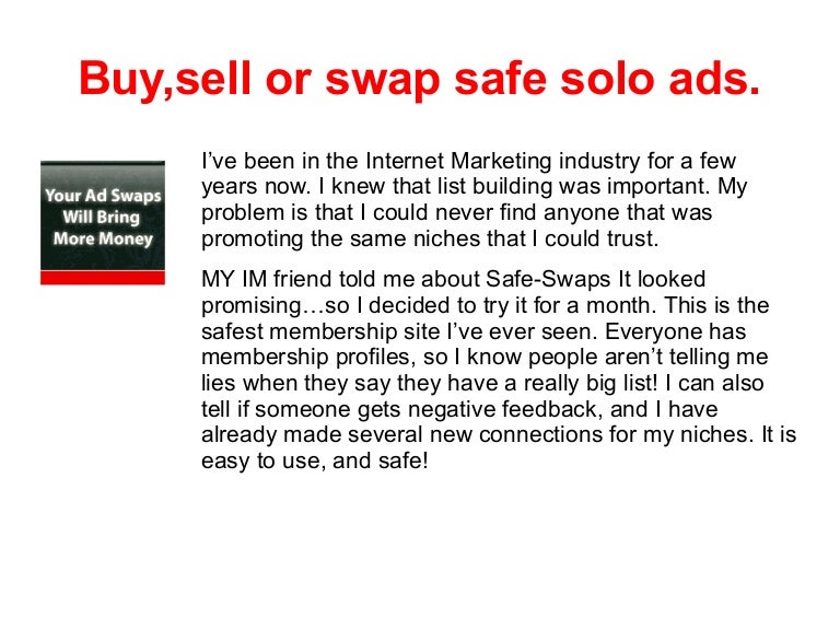 Buy,sell or swap safe solo ads