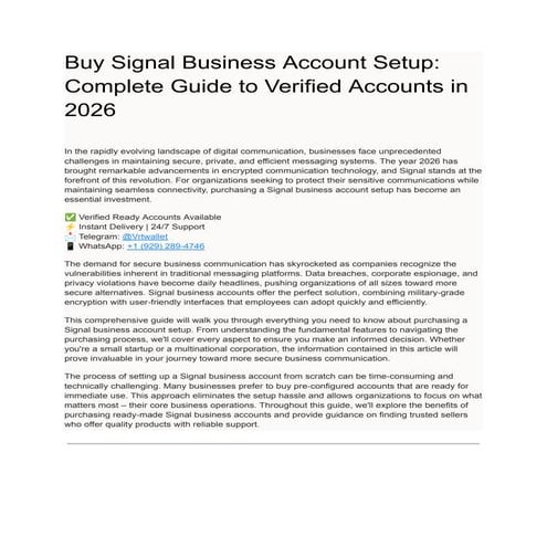 Buy Signal Business Account Setup_ Complete Guide to Verified Accounts ...