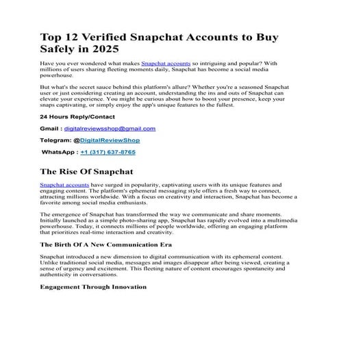 Top 12 Verified Snapchat Accounts to Buy Safely in 2025