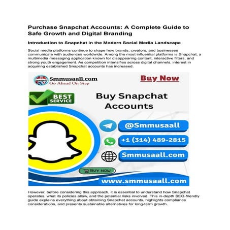 Complete Guide to Safe Snapchat Account Growth and Branding | PDF