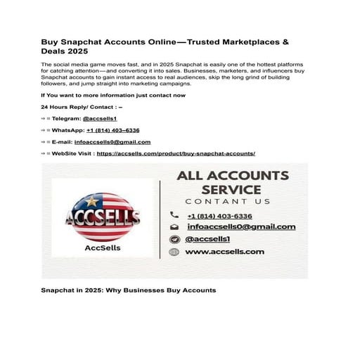 Buy Snapchat Accounts Online — Trusted Marketplaces & Deals 2025.