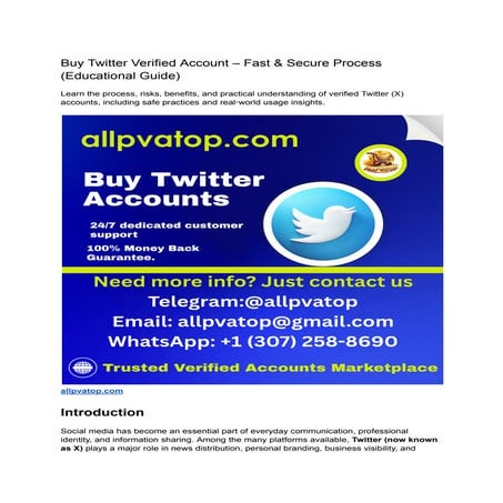 Buy Twitter Verified Account – Fast & Secure Process. | PDF