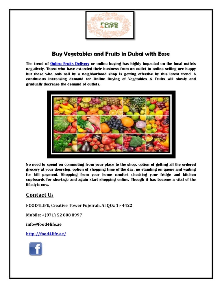 Buy Vegetables and Fruits in Dubai with Ease