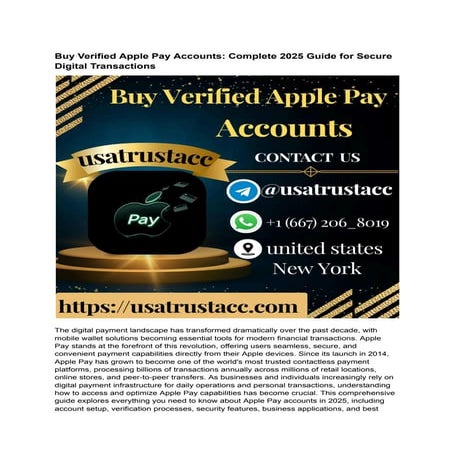 Buy Verified Apple Pay Accounts - 100% Secure & Easy.pdf