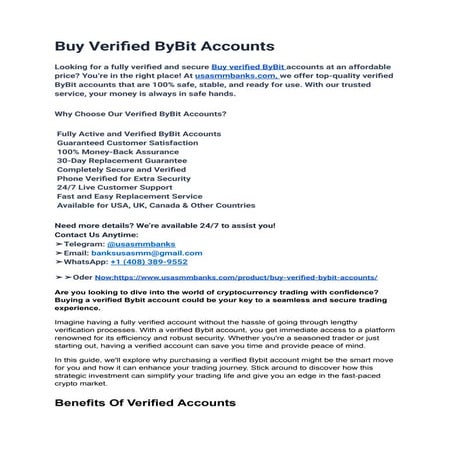 How to Safely Buy Verified Bybit Accounts | PDF