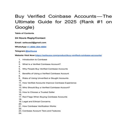 Buy Verified Coinbase Accounts — The Ultimate Guide for 2025 (Rank #1 on Goog...