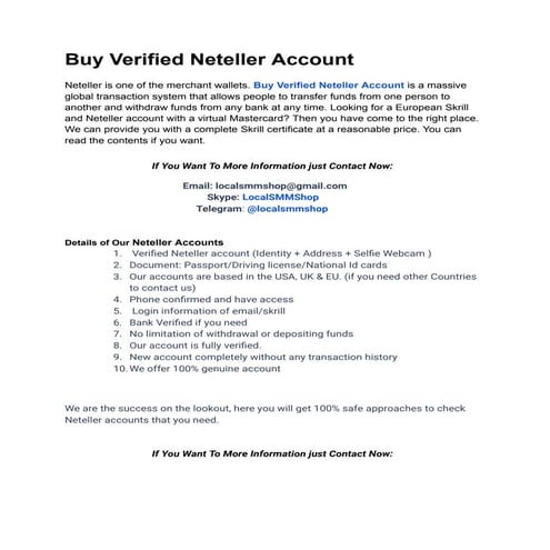 3 Easy Ways To Make Buy Verified Neteller Account | PDF