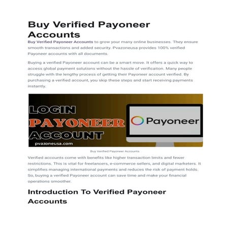 21 Best Website To Buy Verified Payoneer Account With All ...