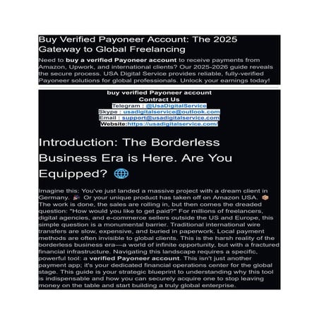 Where to Buy Verified Payoneer Account from trusted USA site in 2025-2026