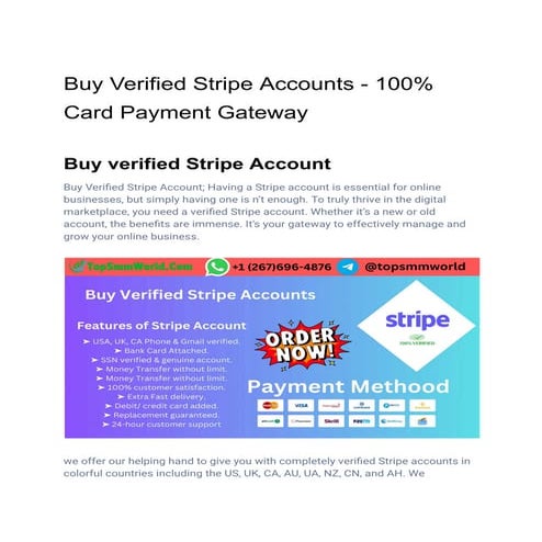 Buy Verified Stripe Accounts - 100% Card Payment Gateway.pdf
