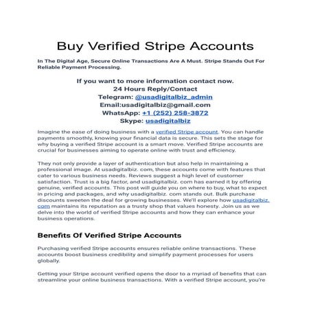 Top 5 Best Site To Buy Verified Stripe Accounts