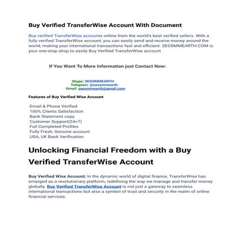 How To Buy Verified TransferWise Accounts Safely