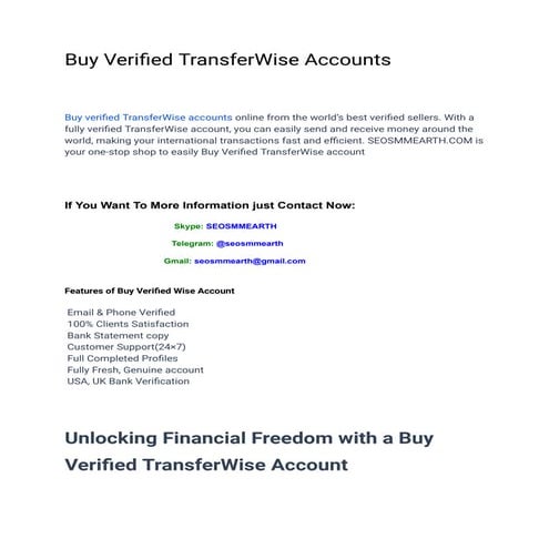 Fastest Way To Buy Verified TransferWise Account