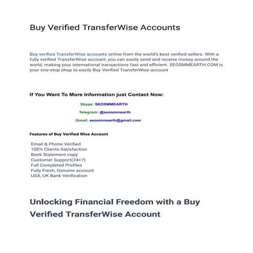 9 Best Sites To Buy Verified TransferWise Accounts