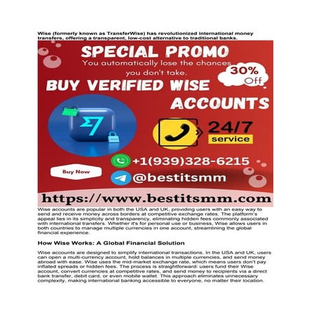Looking to buy verified Wise accounts for safe, smooth, and instant internati...