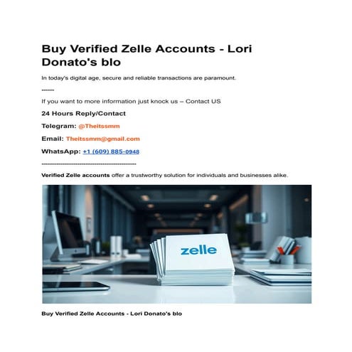 Buy Verified Zelle Accounts - Lori Donato's blo.pdf
