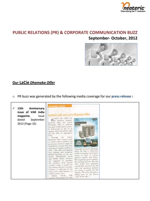 Marcom Buzz September- October, 2012