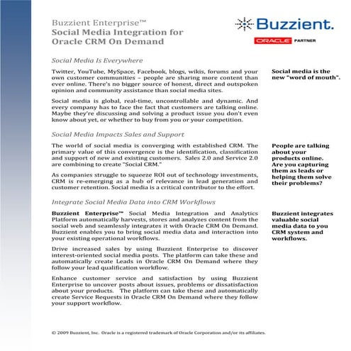 Buzzient data sheet_oracle_crm_ondemand_dec09