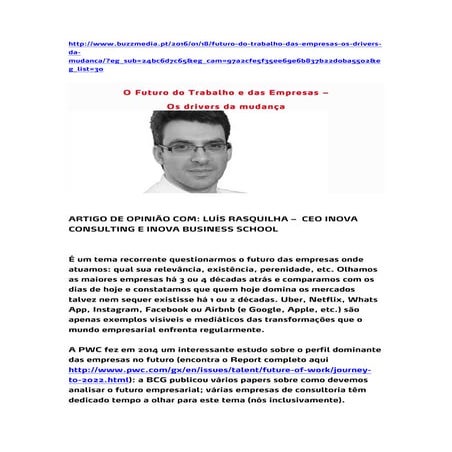 O Futuro do Trabalho: Os Drivers da Mudança: BuzzMedia Jan16