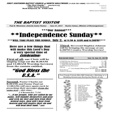 The Baptist Visitor, June 27, 2017
