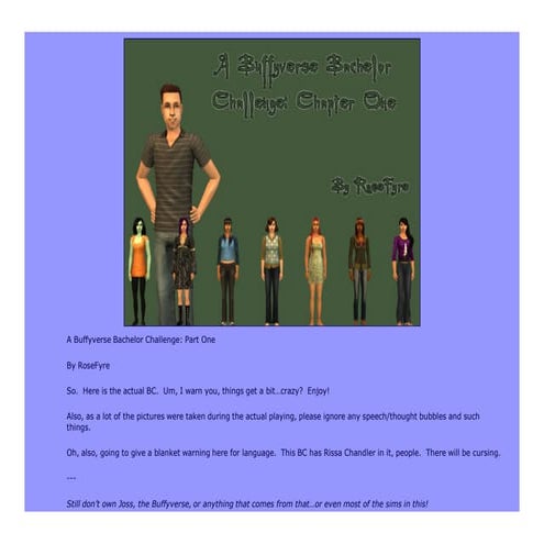 A Buffyverse Bachelor Challenge: Chapter One
