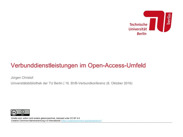 Verbunddienstleistungen im Open-Access-Umfeld