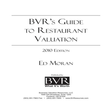 Bvr's guide to restaurant valuation 23 pgs