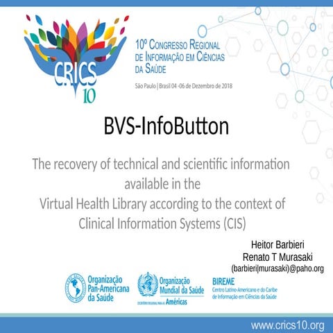 BVS Infobutton – información de la BVS contextualizada en los sistemas de reg...