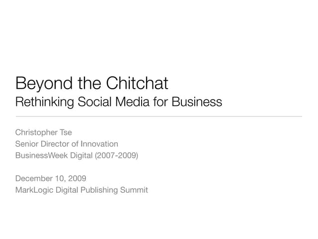 Beyond the Chitchat: Rethinking Social Media for Business