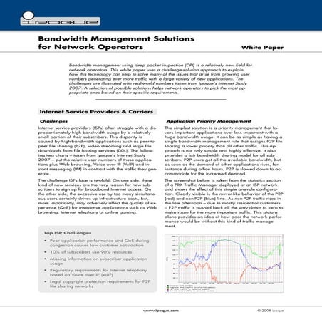 Bandwidth Management Solutions for Network Operators