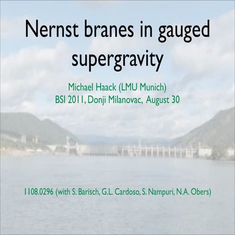 M. Haack - Nernst Branes in Gauged Supergravity