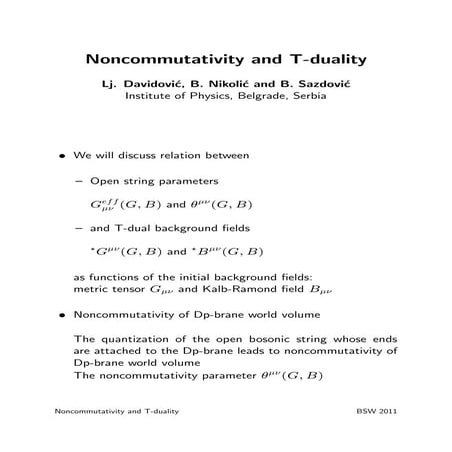 B. Sazdovic - Noncommutativity and T-duality