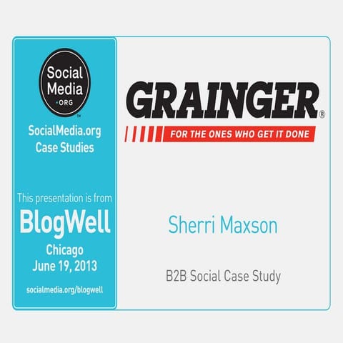 BlogWell Chicago Social Media Case Study: Grainger, presented by Sherri Maxson