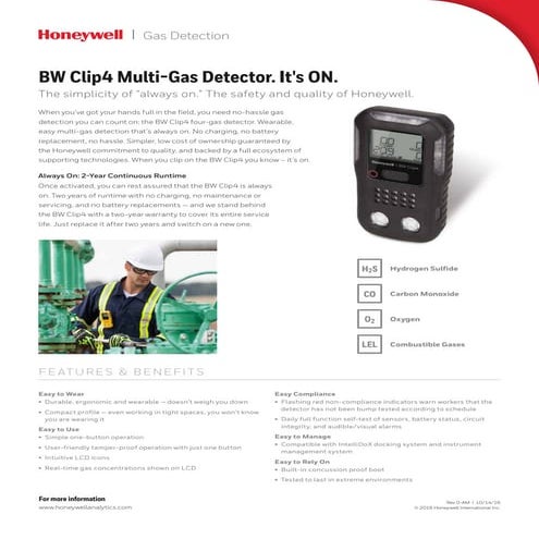 Wearable Multi-Gas Detector for Personnel Safety