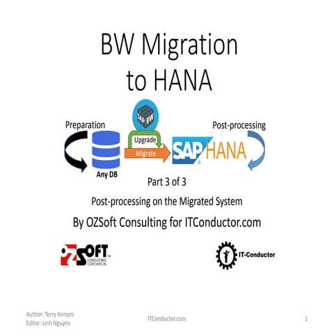 BW Migration to HANA Part 3 - Post-processing on the Migrated System