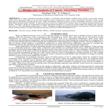 Design and Analysis of Vapour Absorbing Machine