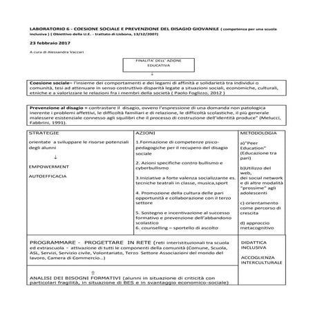Lab. Coesione Sociale e Prevenzione Disagio Giovanile 