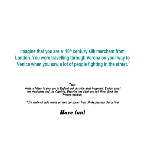 The merchant's letter to his son romeo juliet