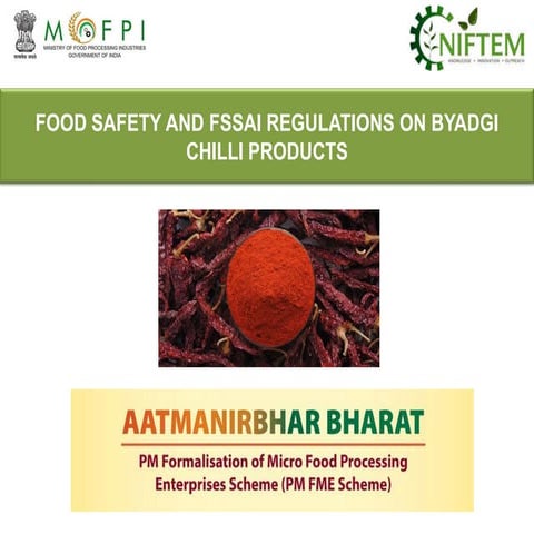 CoA: Parameters for Baydgi chilli/Byadgi chilli As per fssa