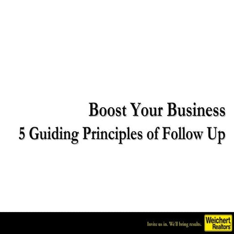 BOOST YOUR BUSINESS: (8) 5 guiding principles of follow up
