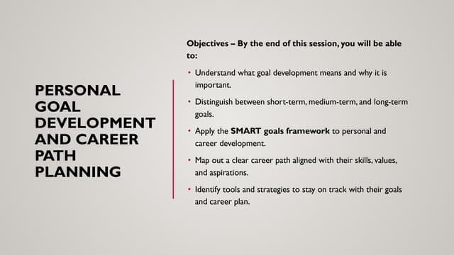 PERSONAL GOAL DEVELOPMENT AND CAREER PATH PLANNING | Build Your Best Self Fellowship