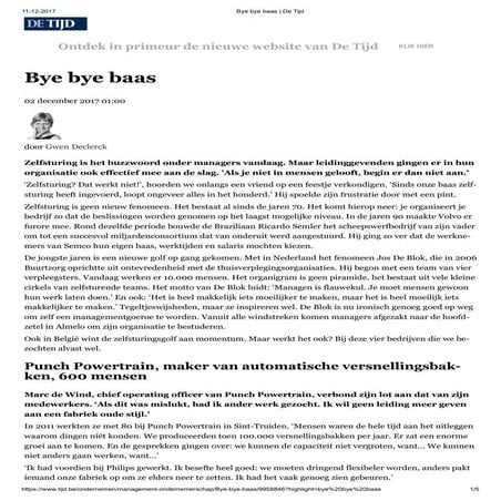 Bye bye baas   zelfsturing is het buzzwoord   de tijd