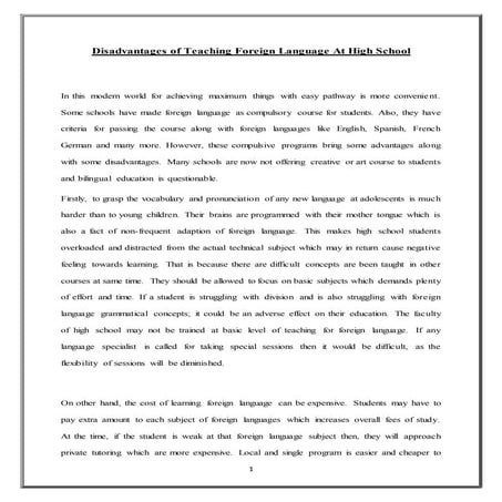 disadvantages of learning foreign language