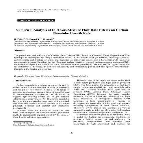 Numerical Analysis of Inlet Gas-Mixture Flow Rate Effects on Carbon Nanotube ...
