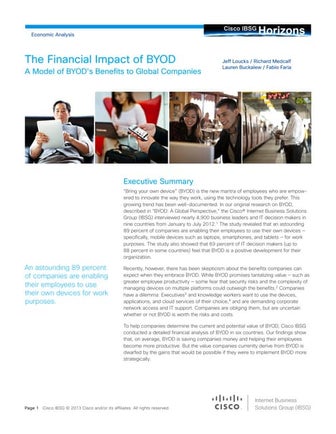The Financial Impact of BYOD